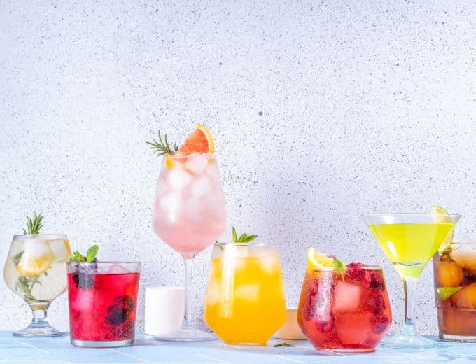 colorful drinks lined up